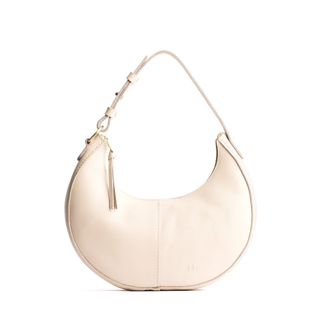 Bone*Classic | Crescent shaped shoulder bag with zipper closure and adjustable strap