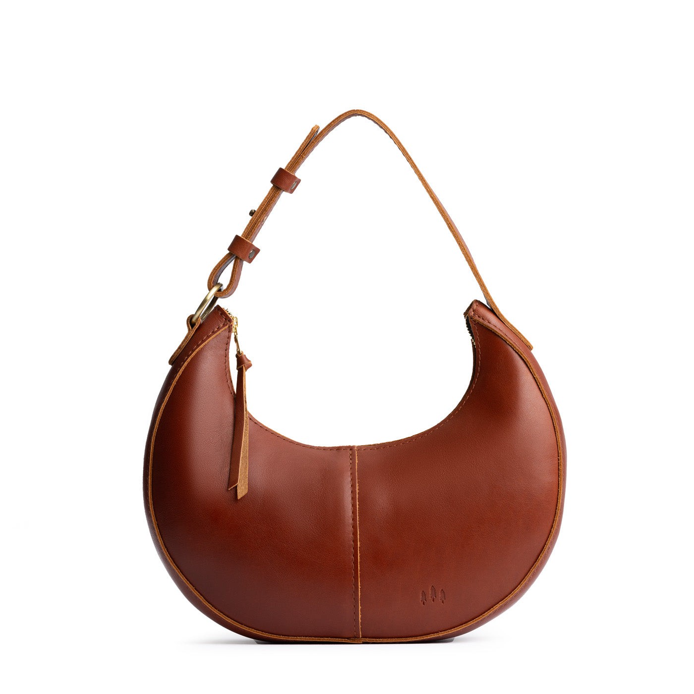 Chestnut Classic | Crescent shaped shoulder bag with zipper closure and adjustable strap