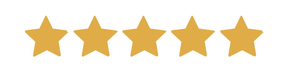 Five golden stars on a transparent background.