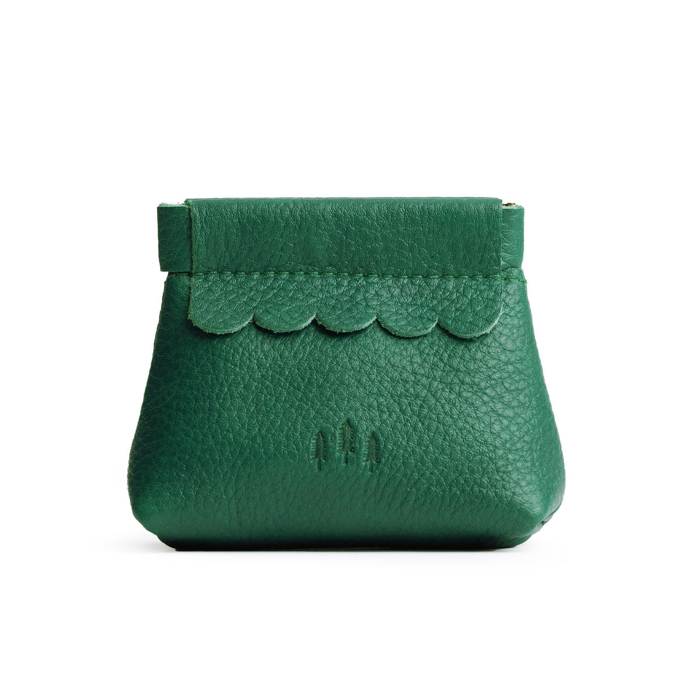 Bacalar | Leather coin pouch with scalloped edge and three Portland leather tree emblems