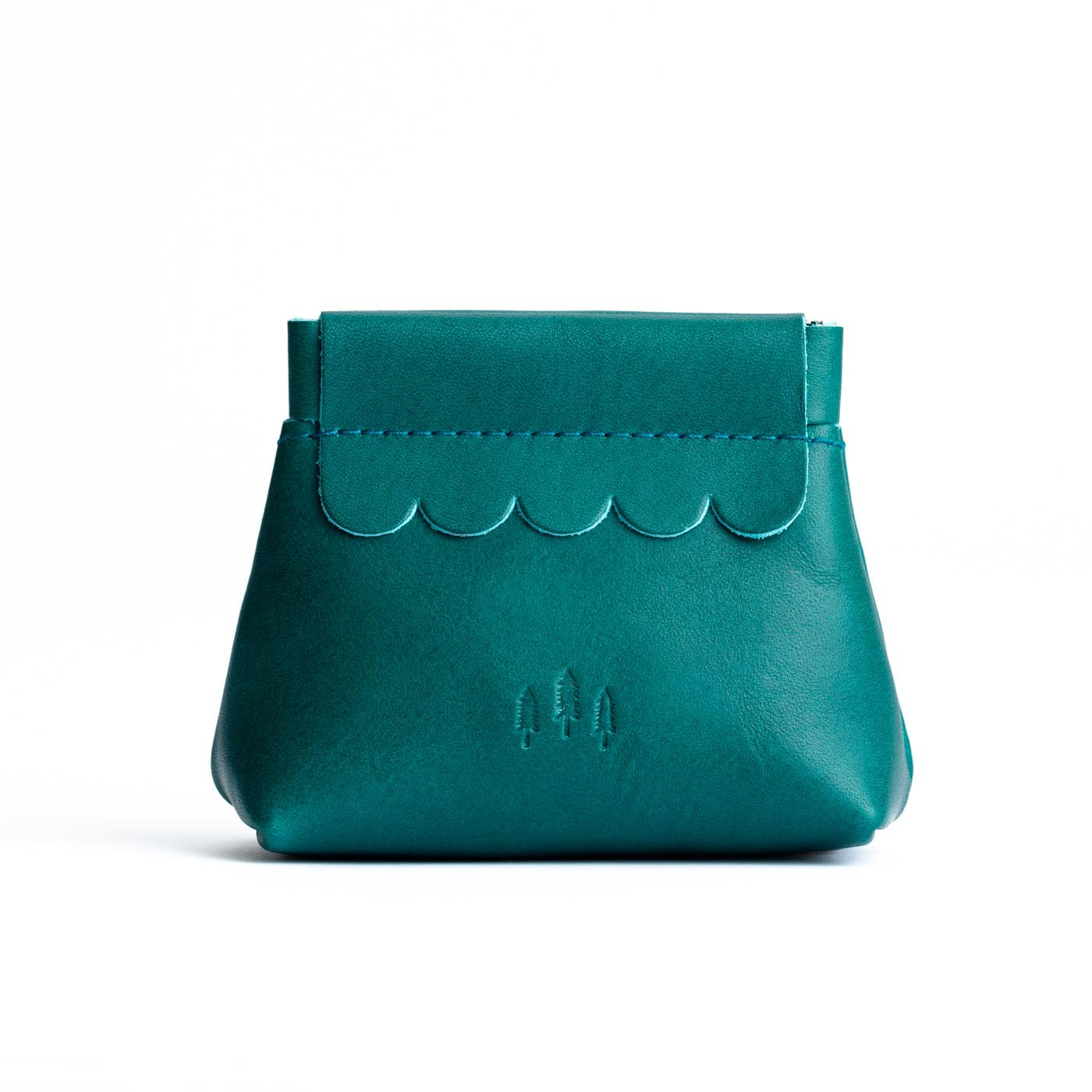 Caribbean | Leather coin pouch with scalloped edge and three Portland leather tree emblems