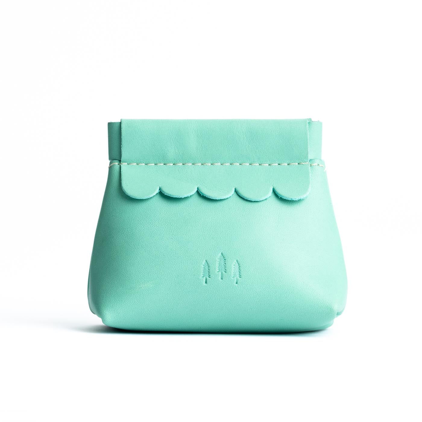 Mint | Leather coin pouch with scalloped edge and three Portland leather tree emblems