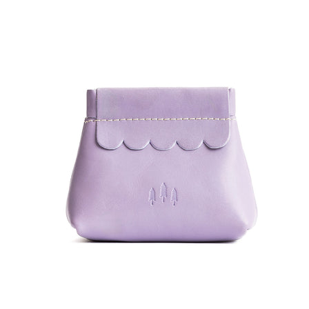 Lavender | Leather coin pouch with scalloped edge and three Portland leather tree emblems