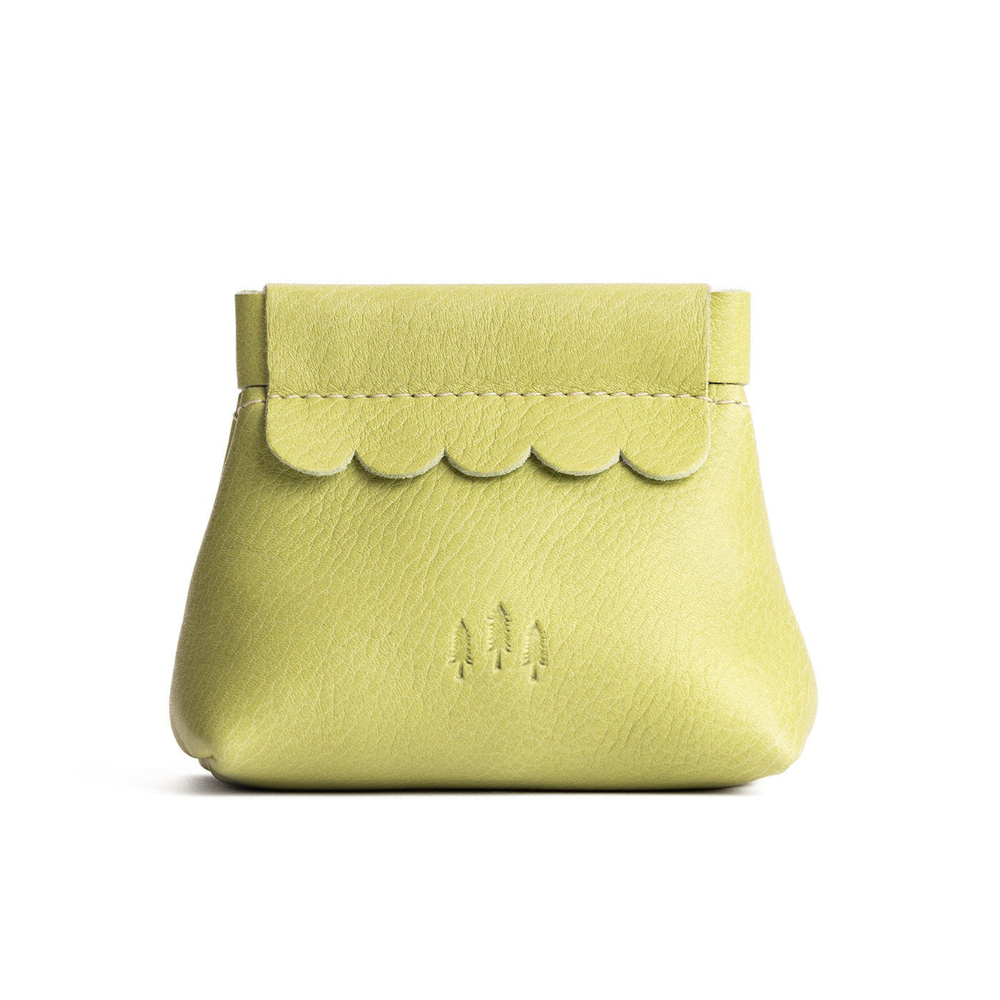 Sugar Snap | Leather coin pouch with scalloped edge and three Portland leather tree emblems