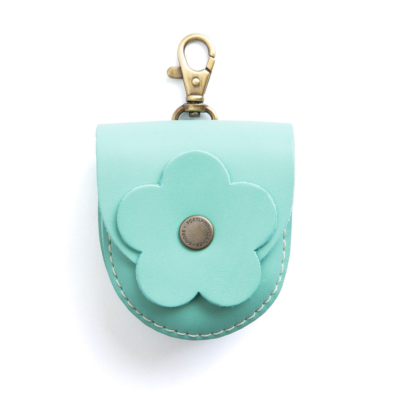 All Color: Mint | U shaped pouch with leather flower applique