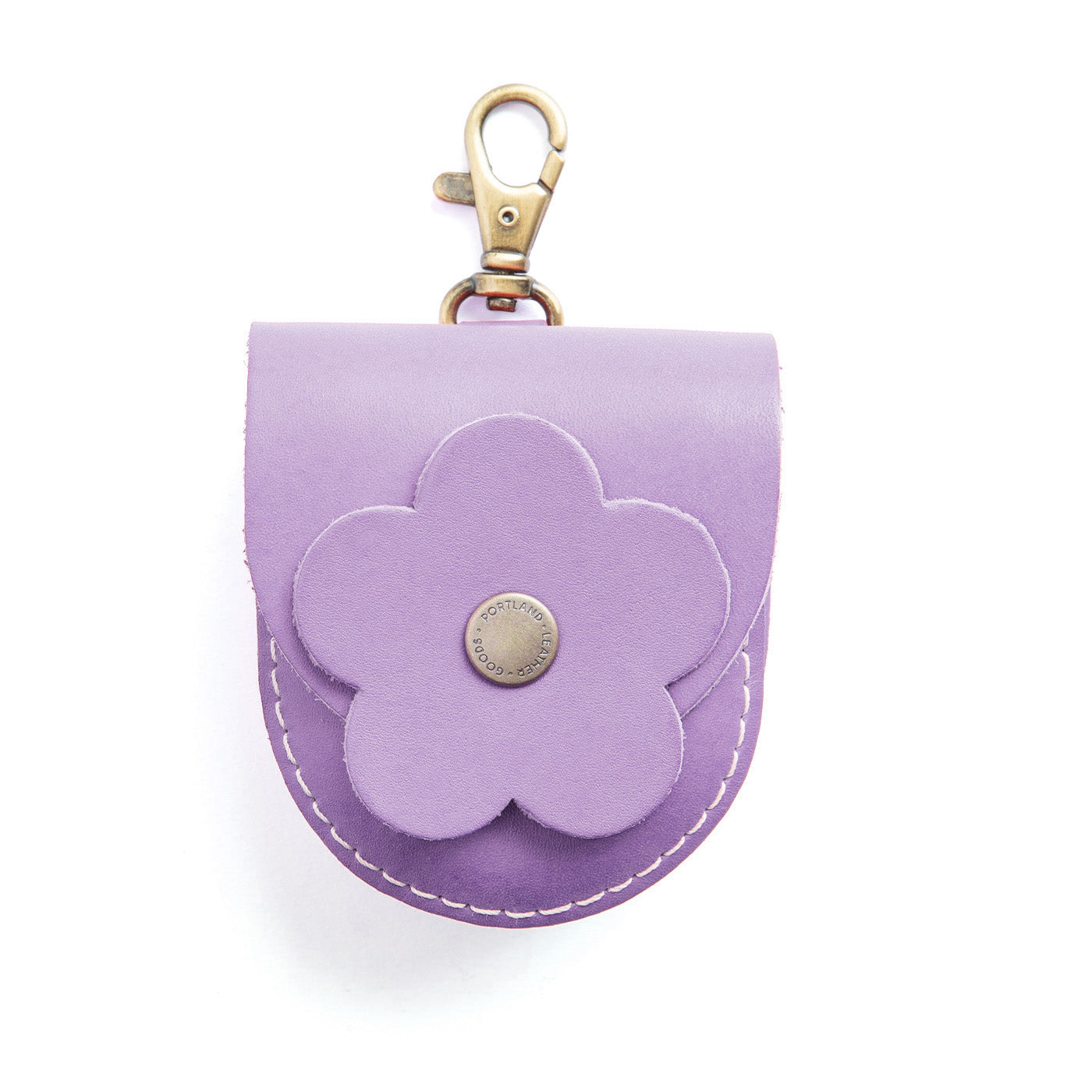 All Color: Lavender | U shaped pouch with leather flower applique