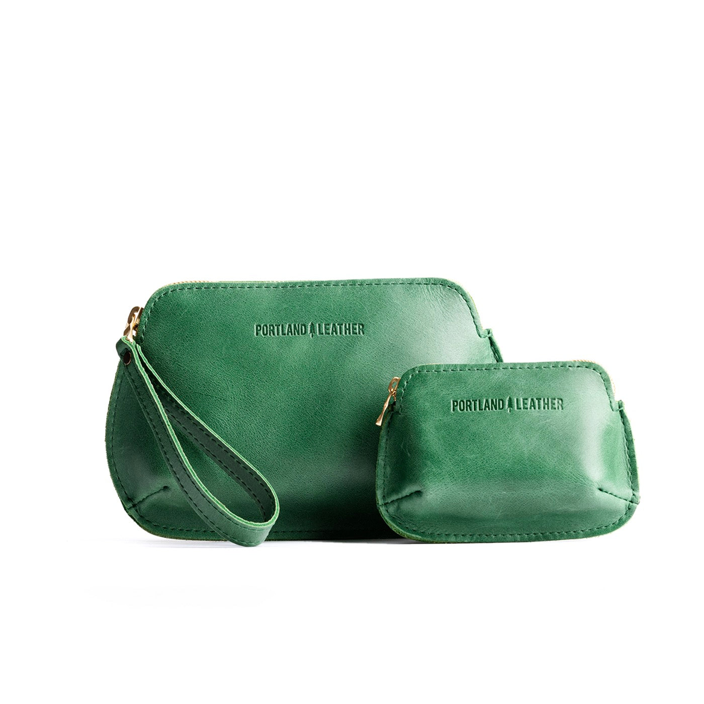 Cowboy Mint | Small and large pouch with top zipper and curved edges