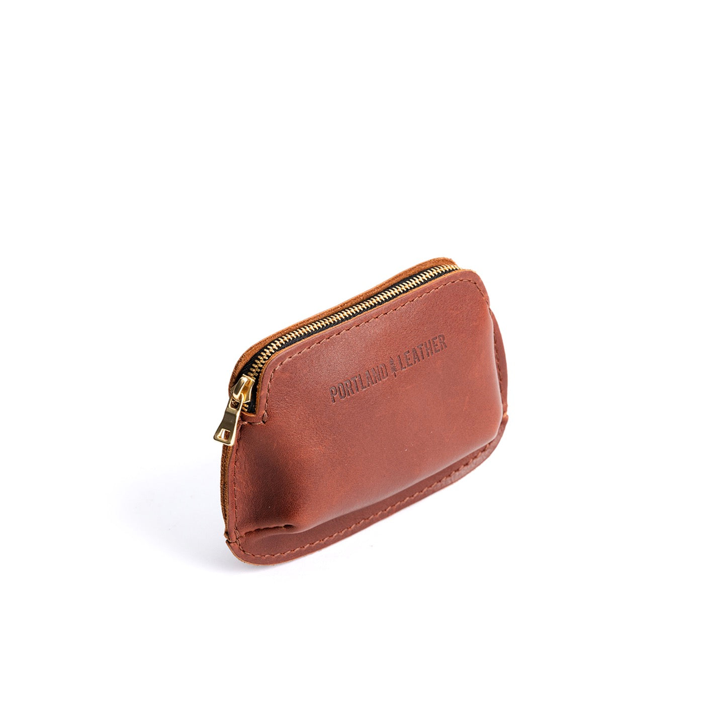 Chestnut*Small | Small pouch with top zipper and curved edges