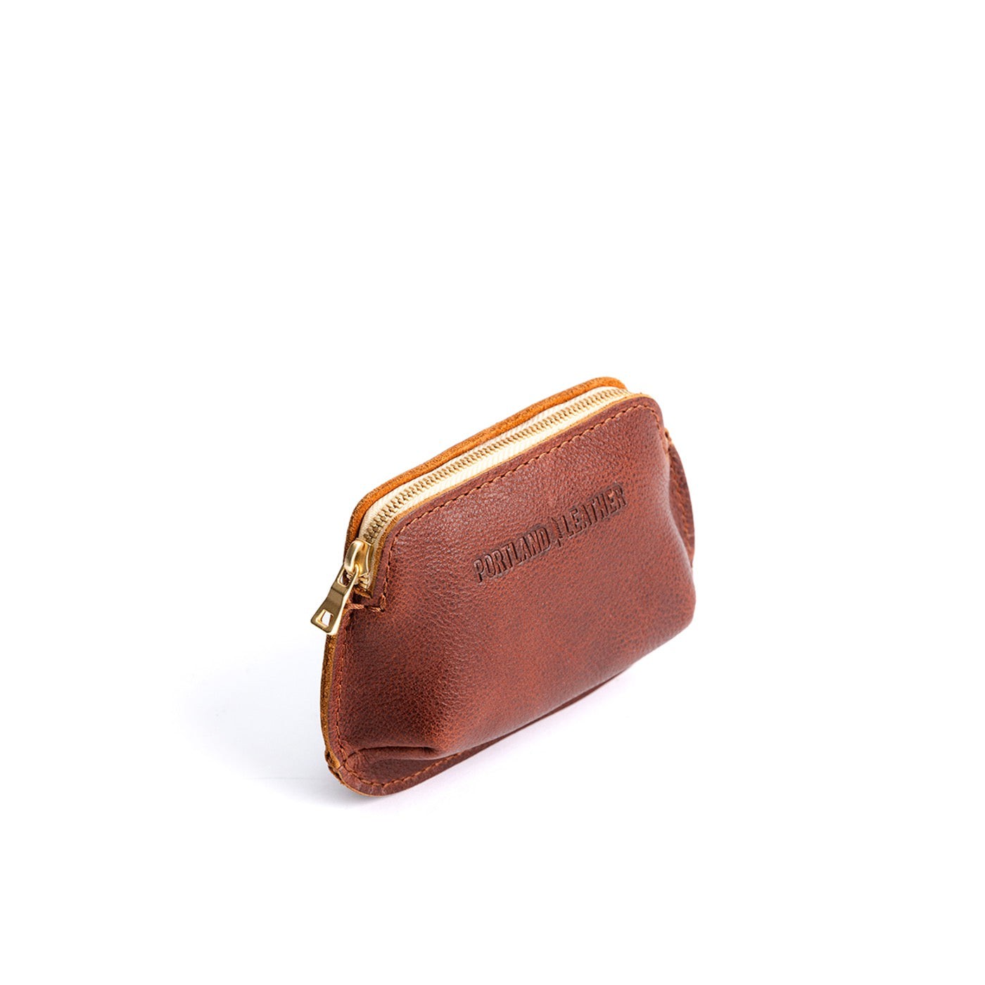 Nutmeg*Small | Small pouch with top zipper and curved edges