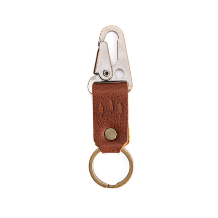 Nutmeg*Short | leather logo branded keychain