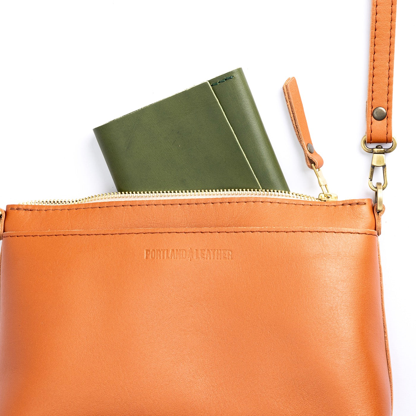 Persimmon | Zip top petite crossbody bag with detachable strap