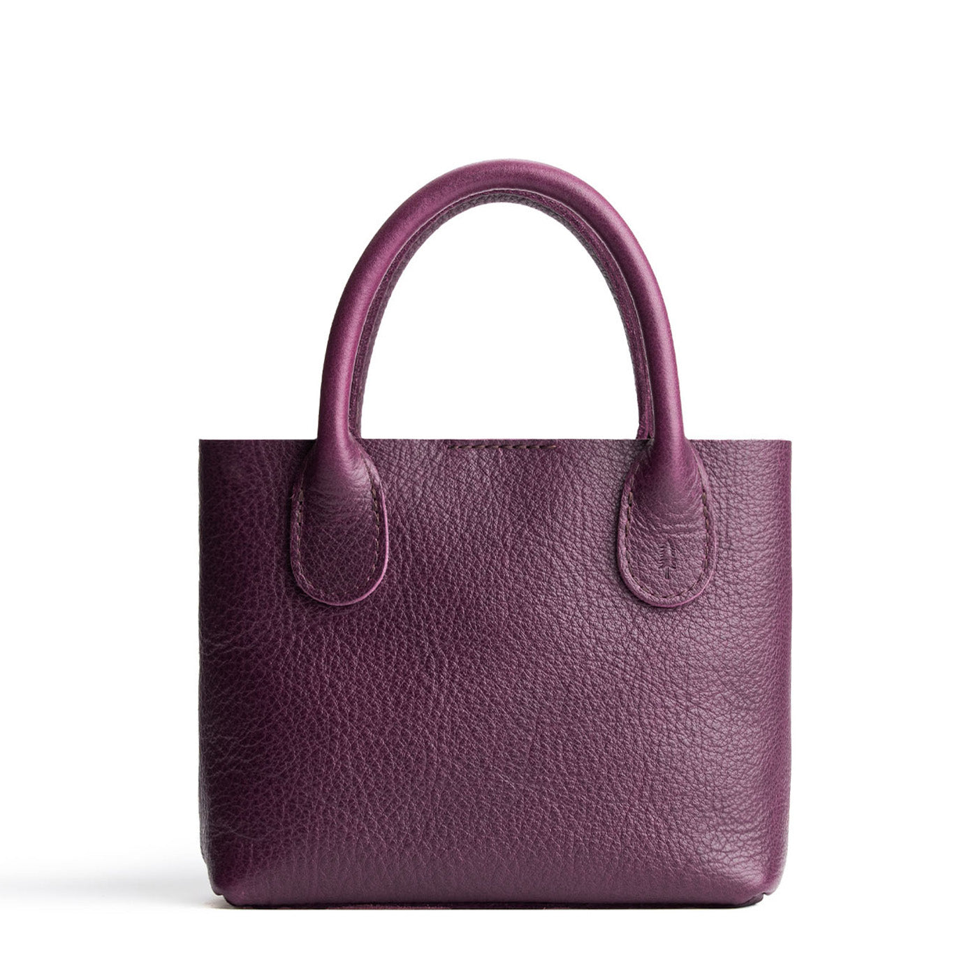 Plum Small | Petite tote purse with structured leather handles and crossbody strap