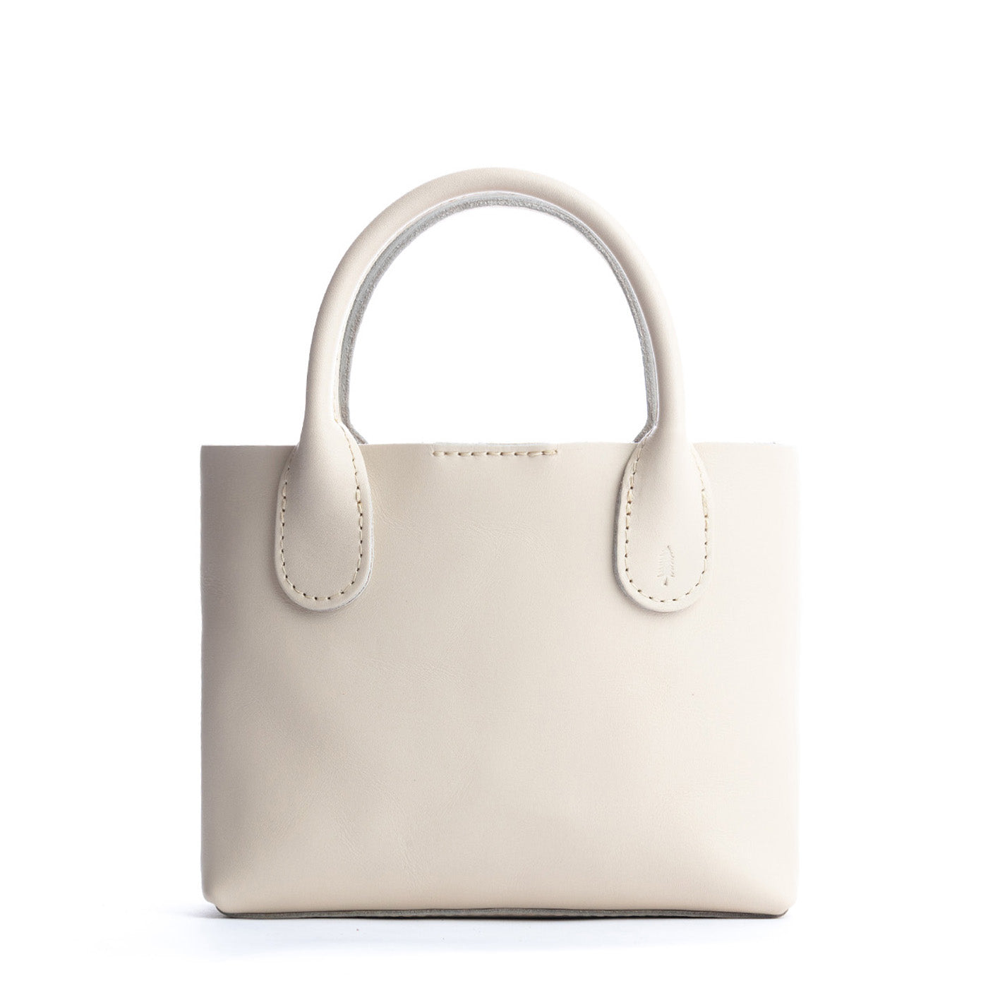  Bone*Small | Petite tote purse with structured leather handles and crossbody strap