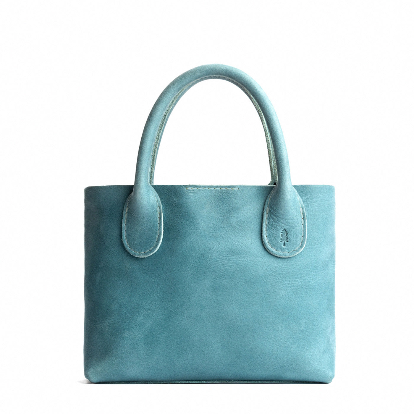  Aqua*Small | Petite tote purse with structured leather handles and crossbody strap