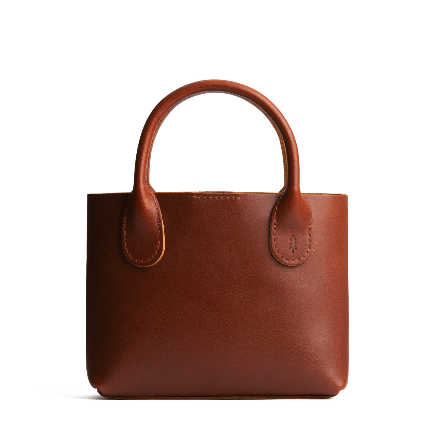 Chestnut*Small | Petite tote purse with structured leather handles and crossbody strap