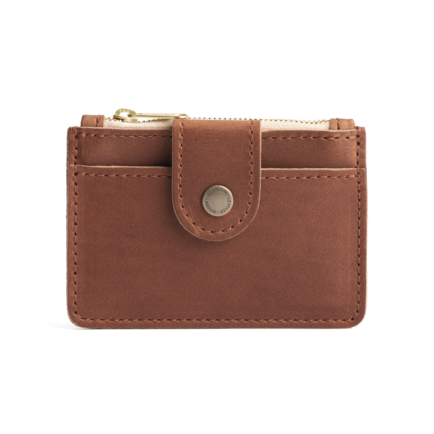 English Tan | Compact wallet with snap closure and zippered pouch