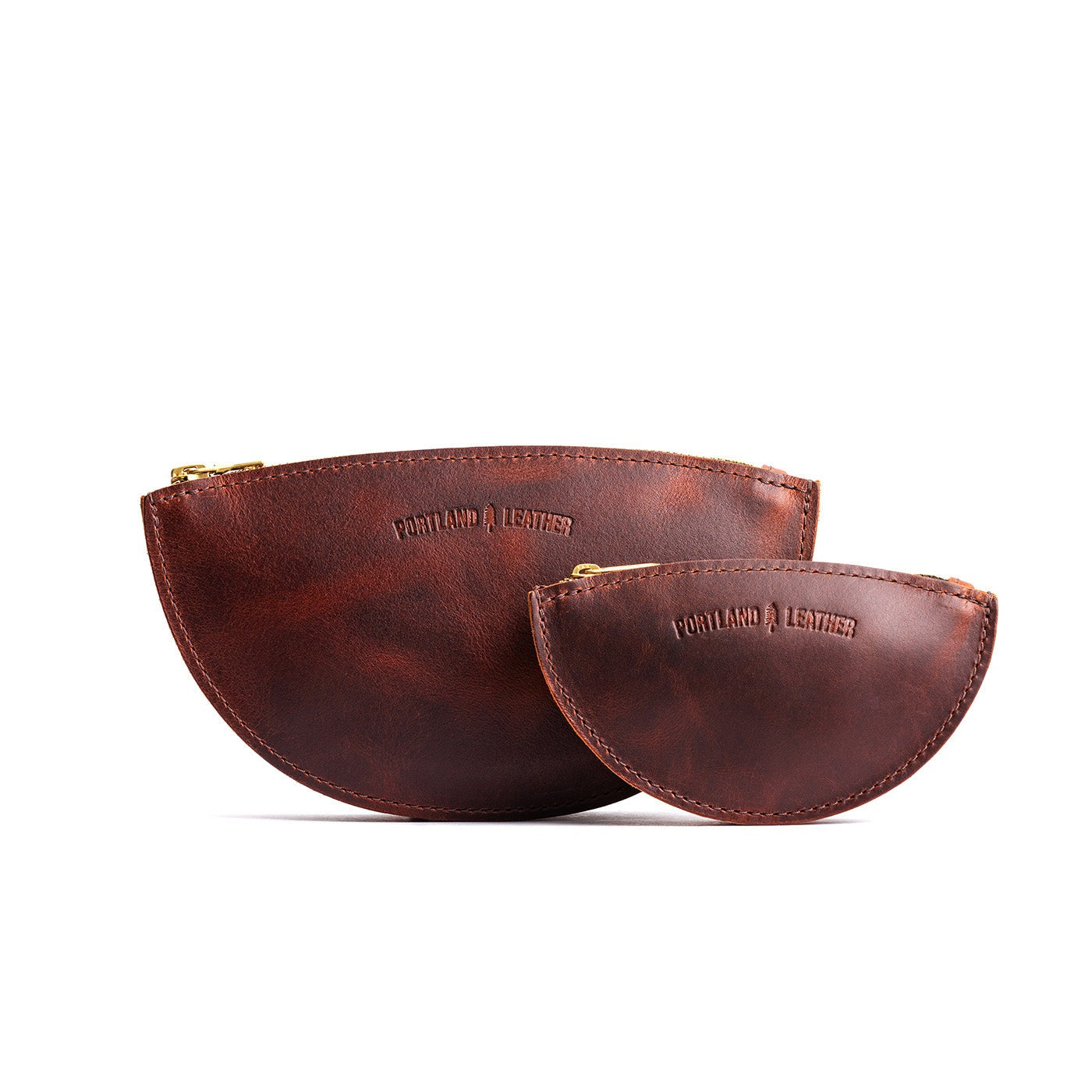 Timber | Half circle shaped leather zip pouch