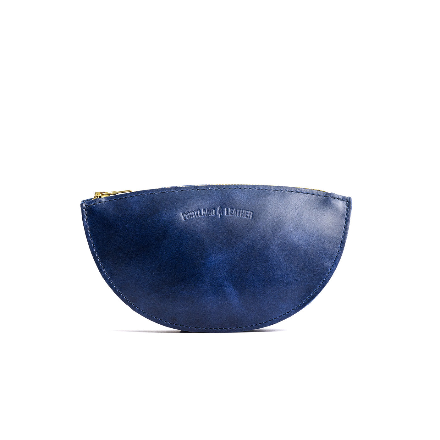 Cowboy Blue*Large | Half circle shaped leather zip pouch