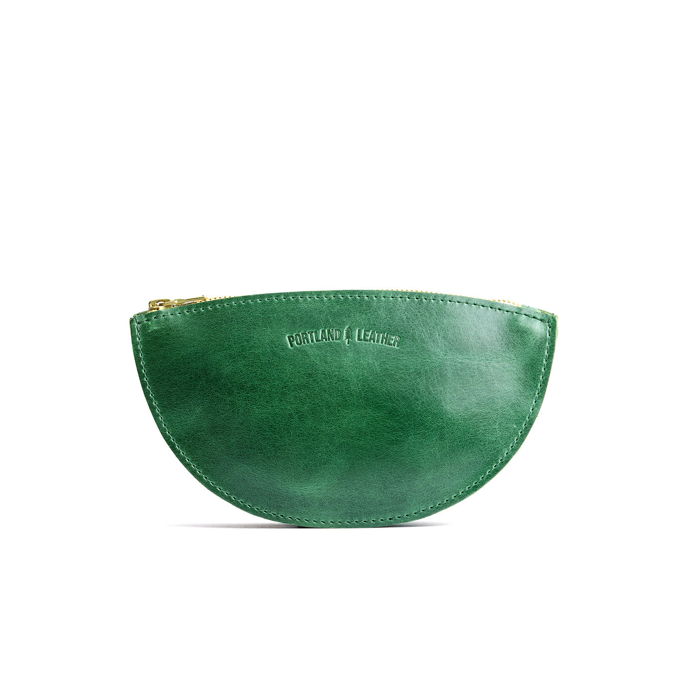 Cowboy Mint Large | Half circle shaped leather zip pouch