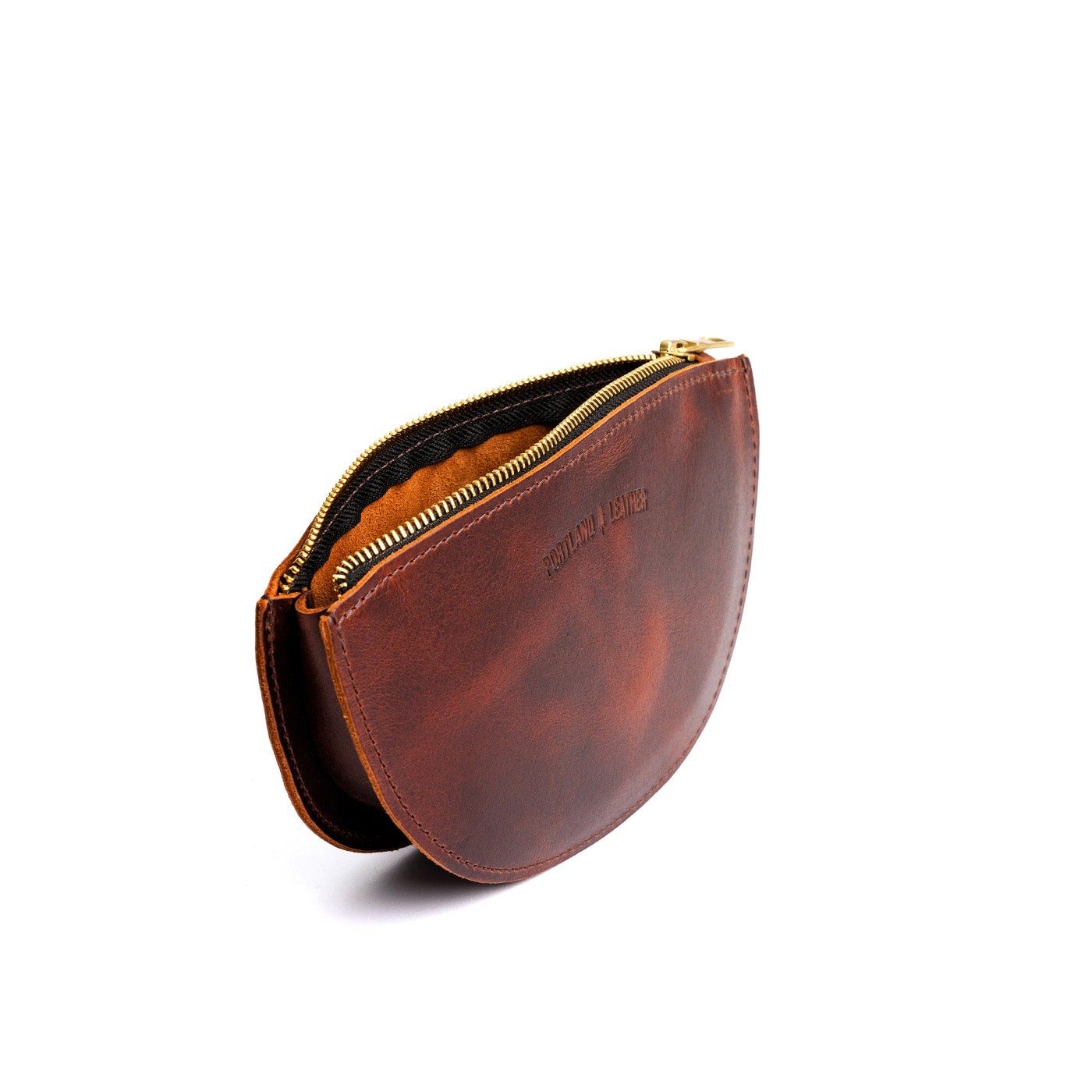 Timber*Large | Half circle shaped leather zip pouch