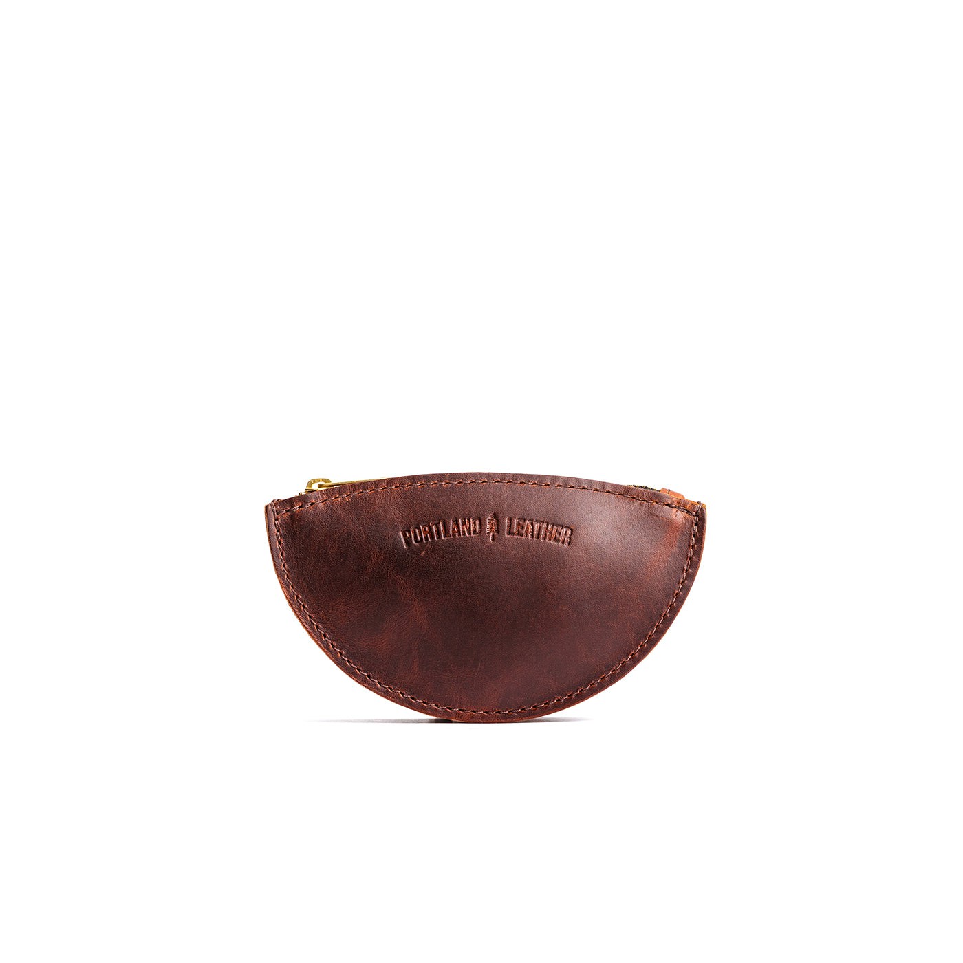 Timber*Small | Half circle shaped leather zip pouch