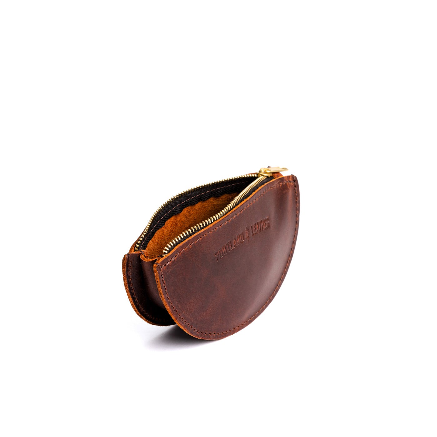 Timber*Small | Half circle shaped leather zip pouch