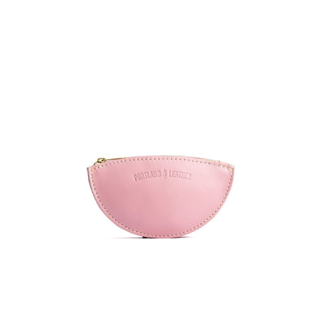 Vintage Pink*Small | Half circle shaped leather zip pouch