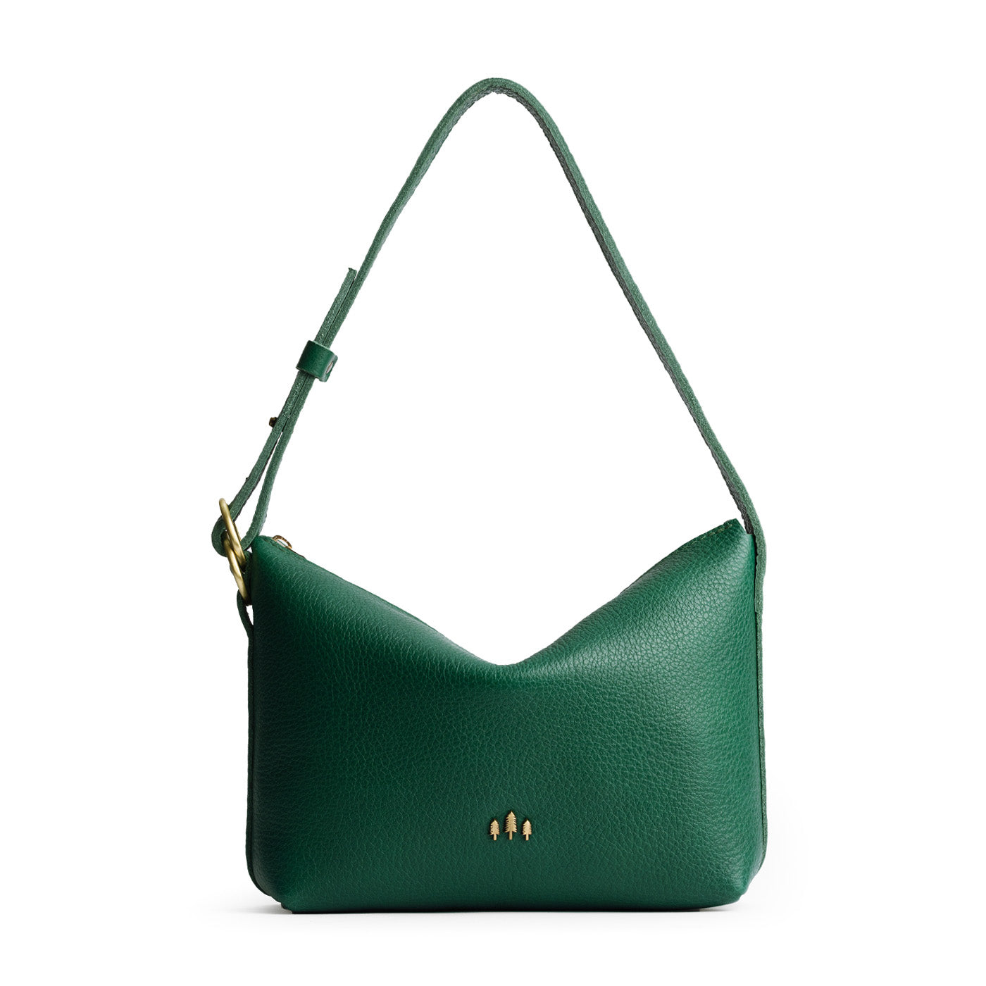 Bacalar Small | Petite slouchy leather shoulder bag with zipper opening and three metal tree emblems