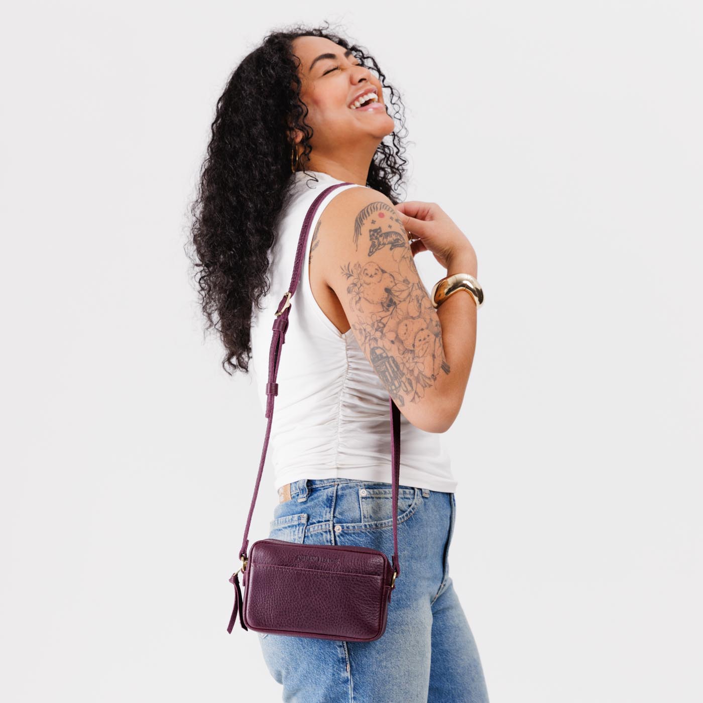 Plum Small | Petite rectangular crossbody with adjustable strap