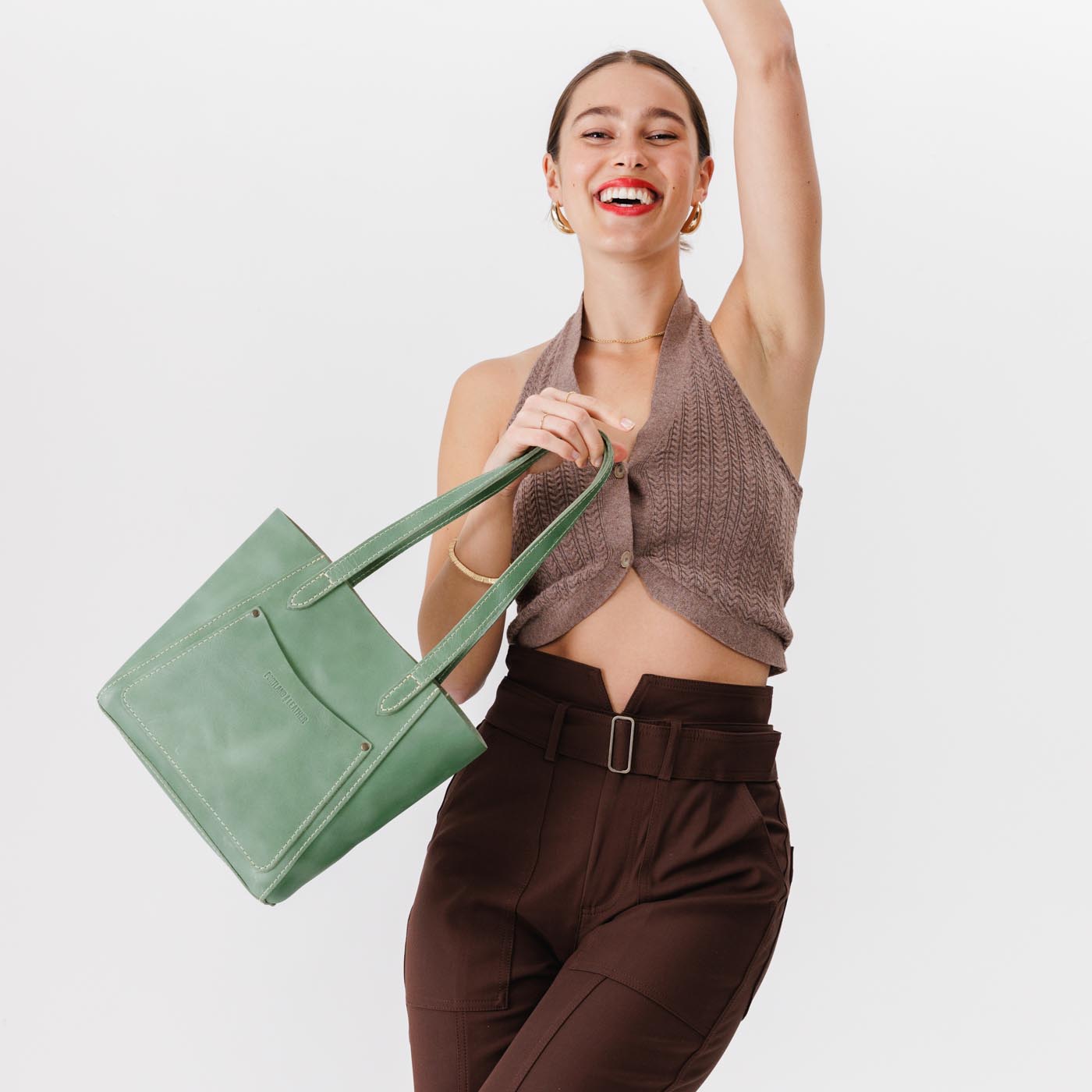 Cucumber Small | Slim tote bag with dual shoulder straps and interior and exterior pockets