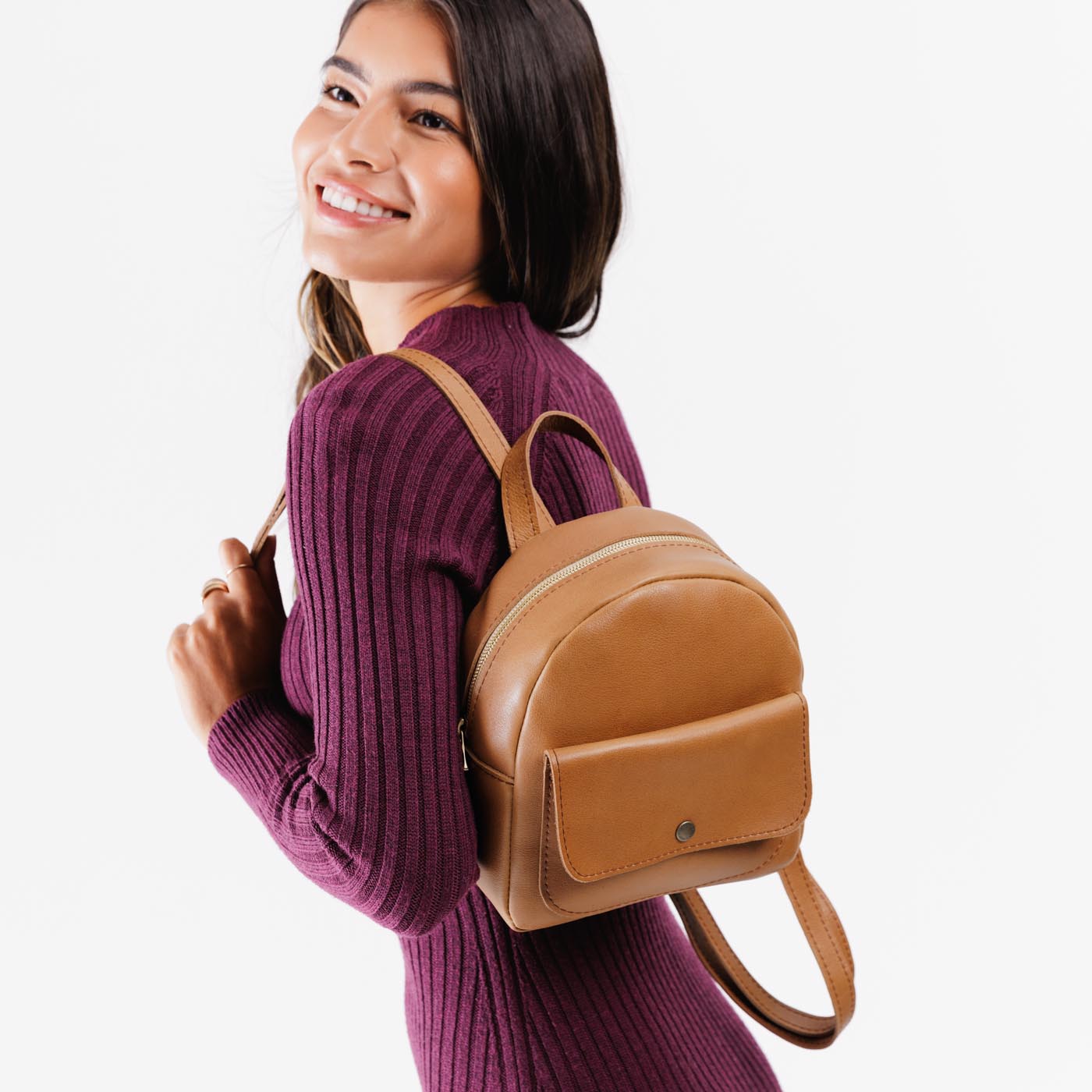 Shortbread | Small zip backpack with snap front pocket