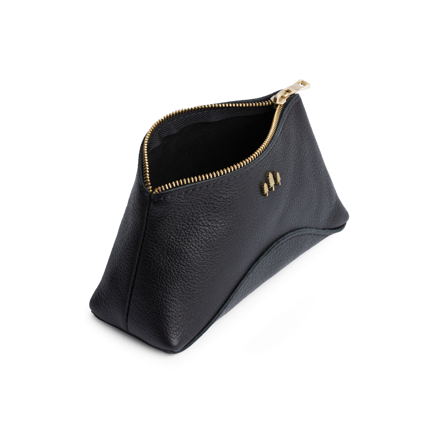 Pebbled--black | Rectangular makeup bag pouch with top zipper