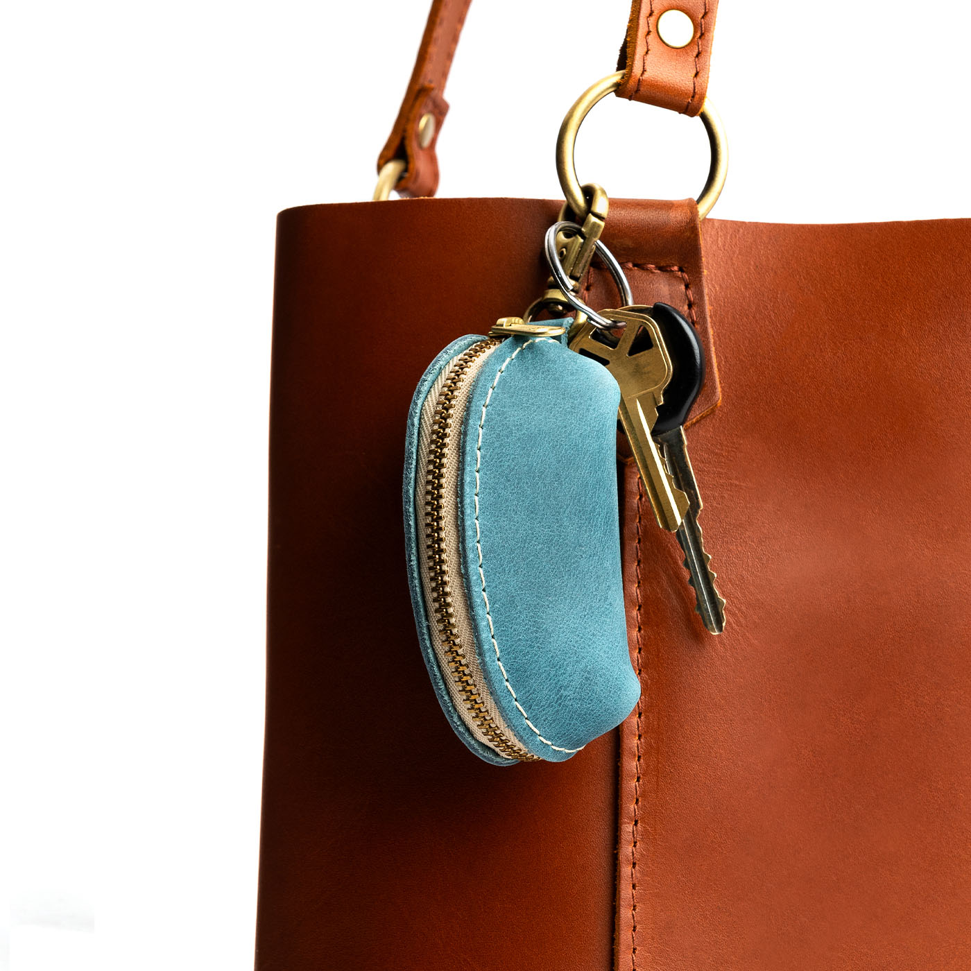 All Color: Aqua | Small taco shaped pouch, swivel lobster clasp