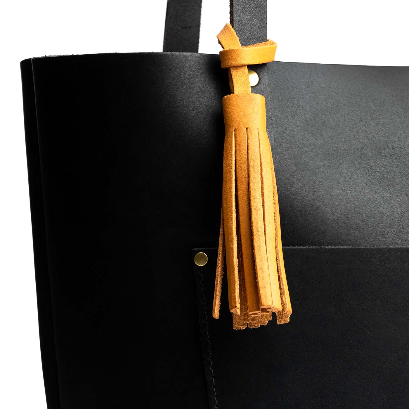 All Color: Sunflower | Fringed leather tassel with leather loop