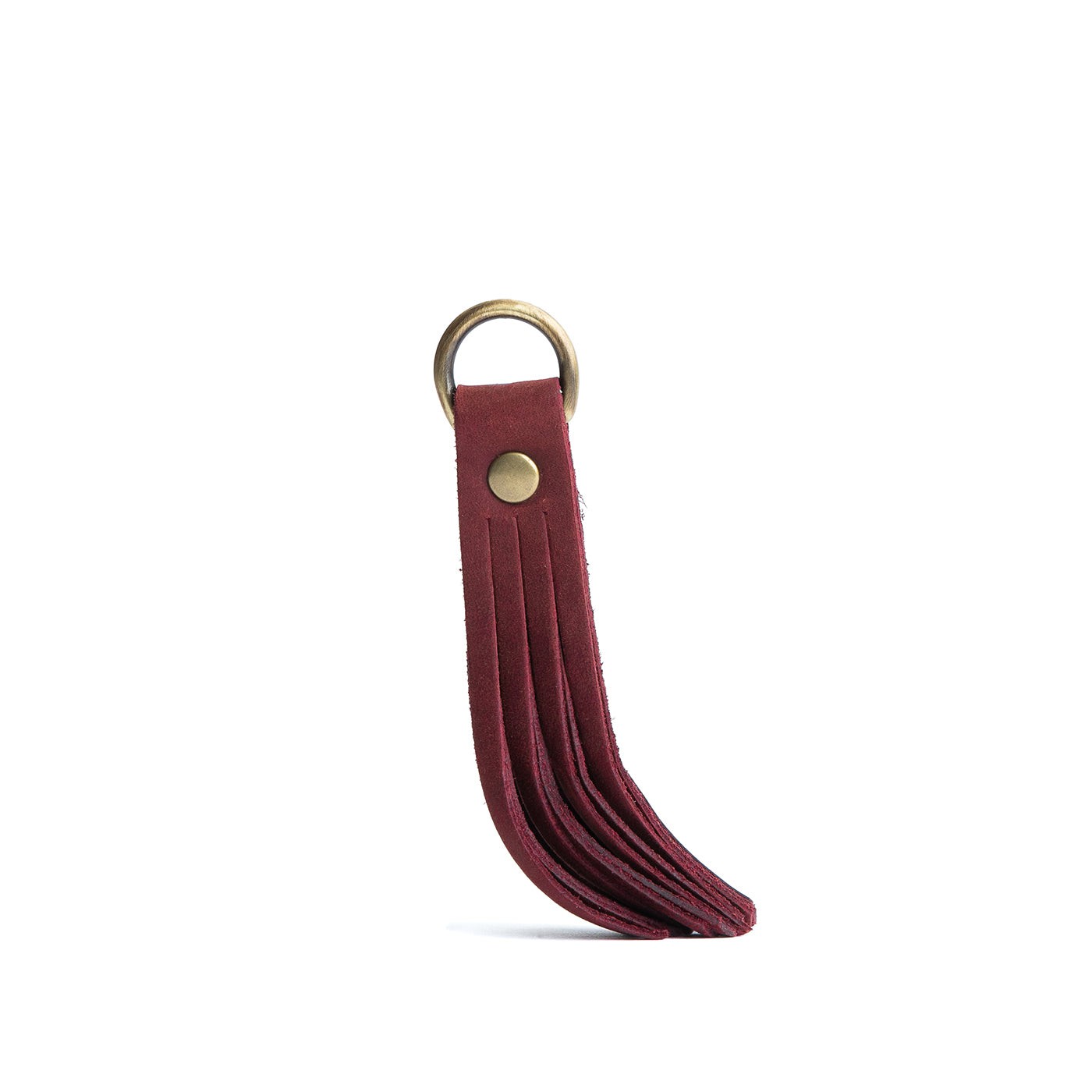 Merlot*Large | slim leather tassel with brass ring