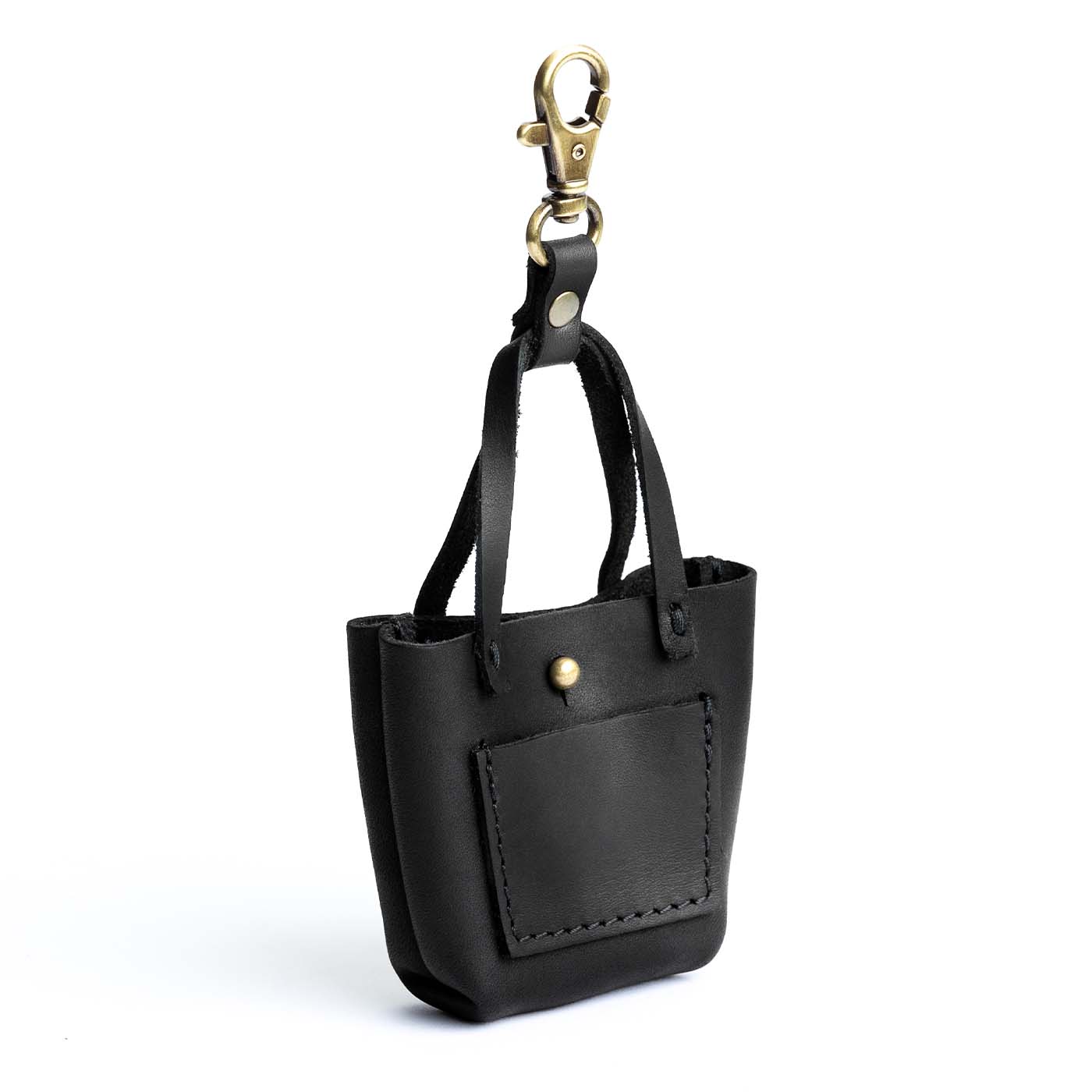 All Color: Black | tiny tote purse keychain with lobster clasp and front pocket