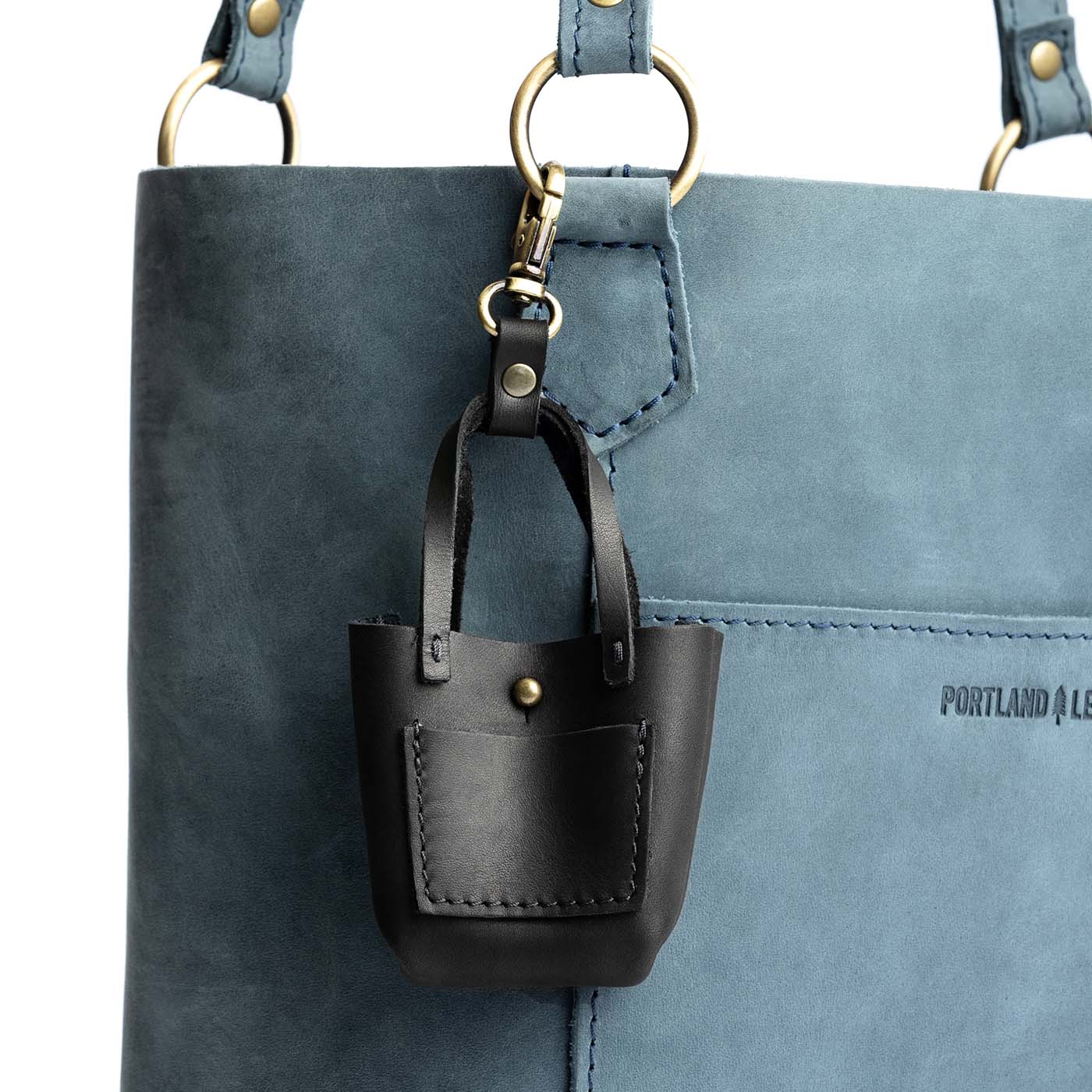 All Color: Black | tiny tote purse keychain with lobster clasp and front pocket