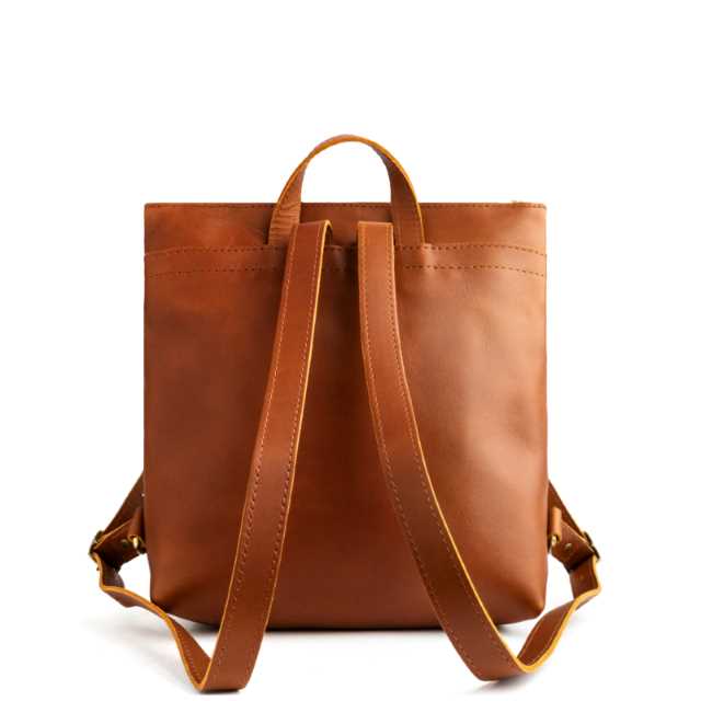 All Color: Honey | Square slim leather tote backpack