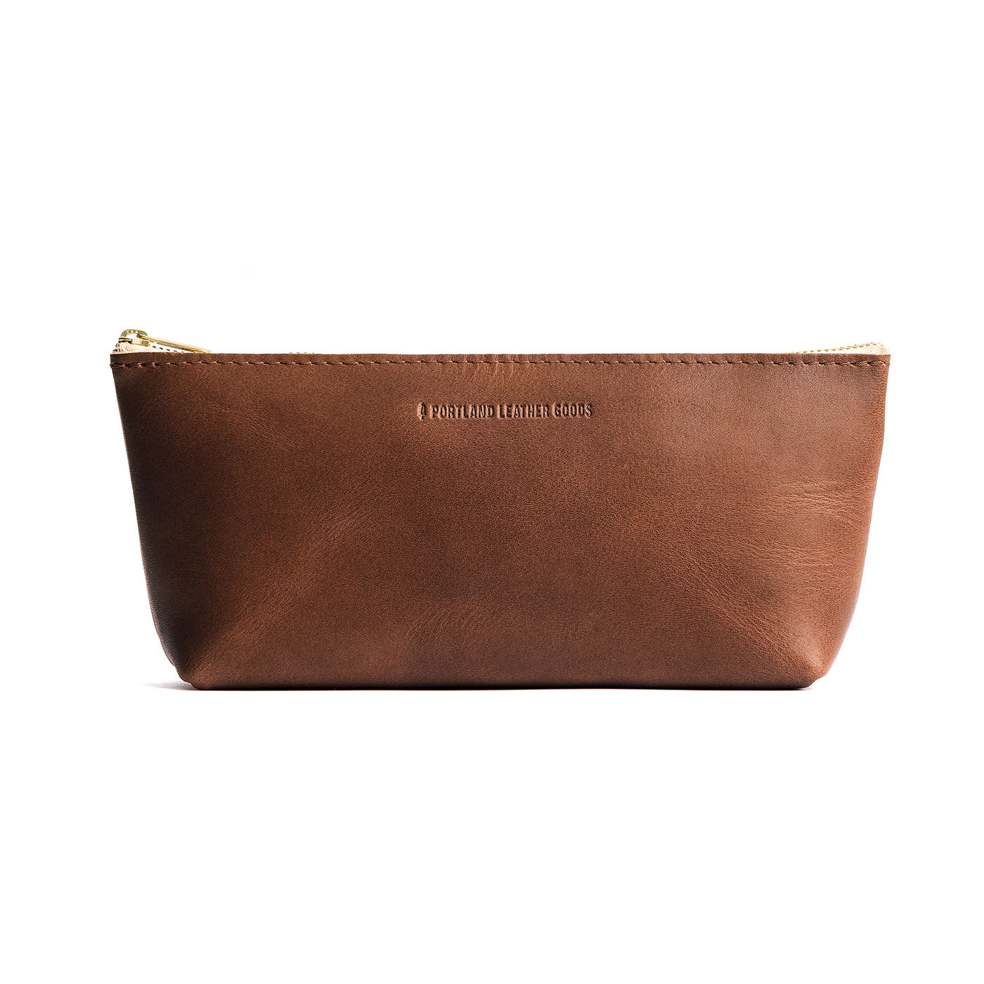 English Tan | Leather utility bag pouch with top zipper