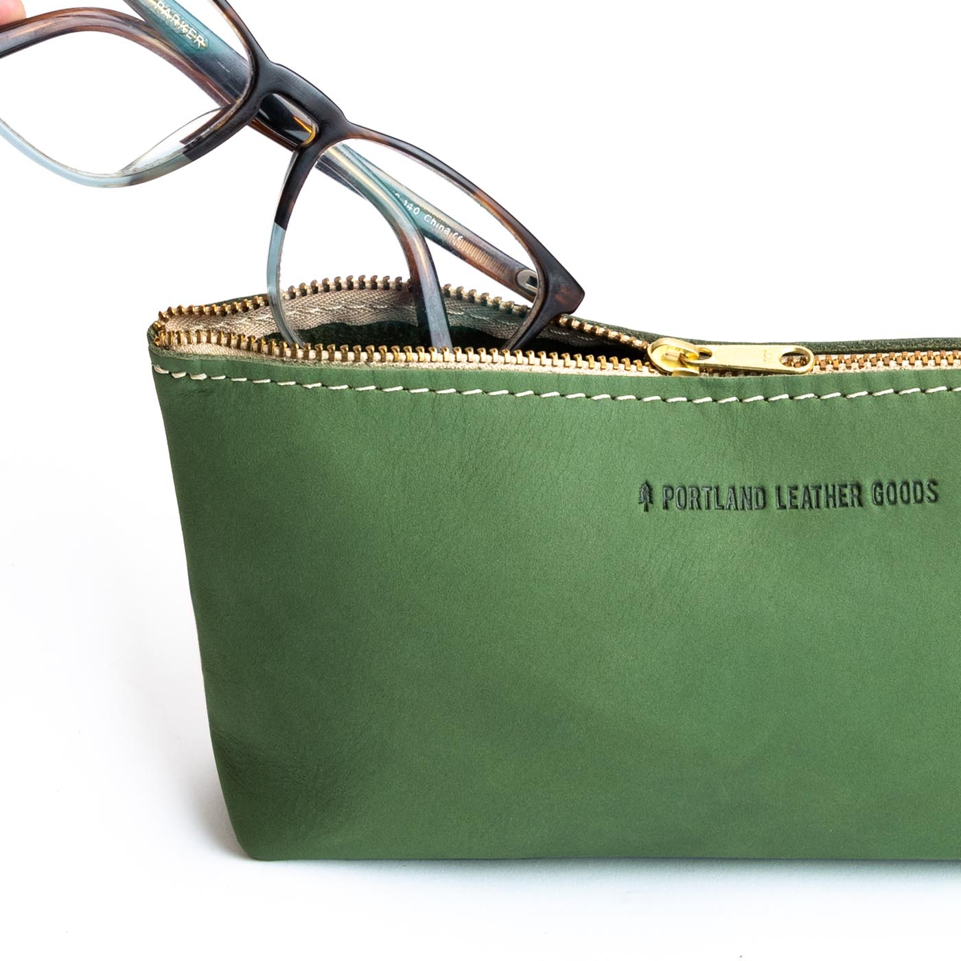 All Color: Succulent | Leather utility bag pouch with top zipper