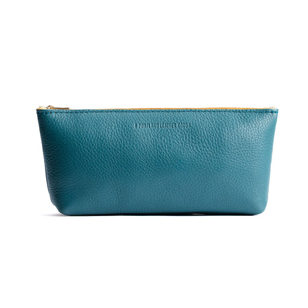 Turquoise | Leather utility bag pouch with top zipper