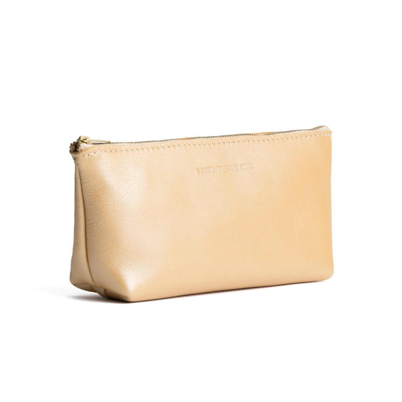 All Color: Champagne | Leather utility bag pouch with top zipper