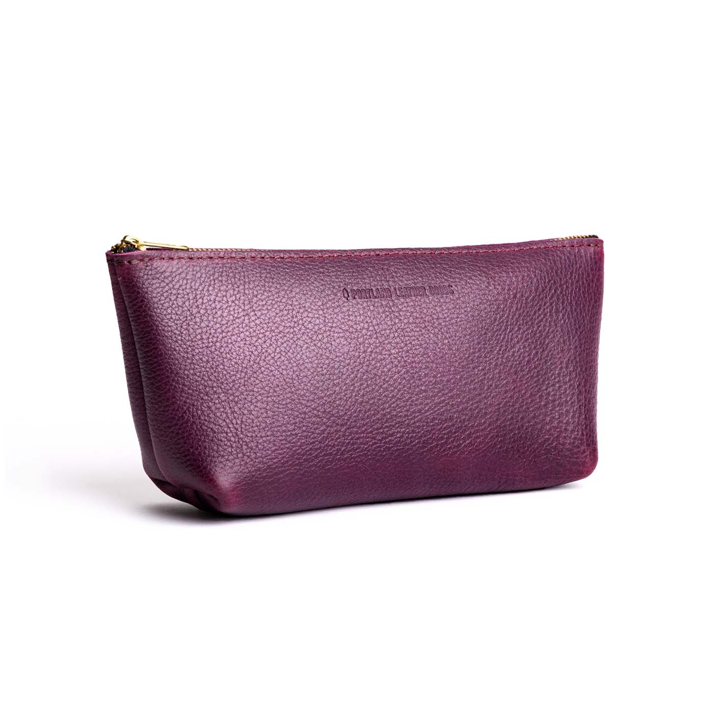 All Color: Plum | Leather utility bag pouch with top zipper