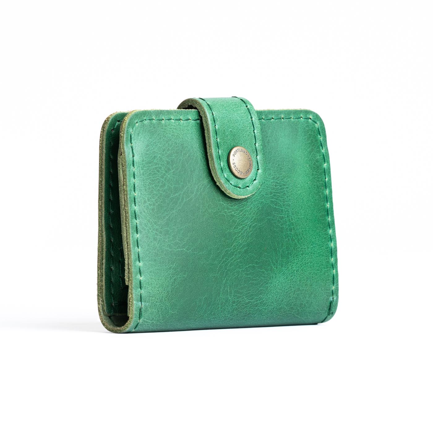 Cowboy Mint | Small leather bifold wallet with snap closed