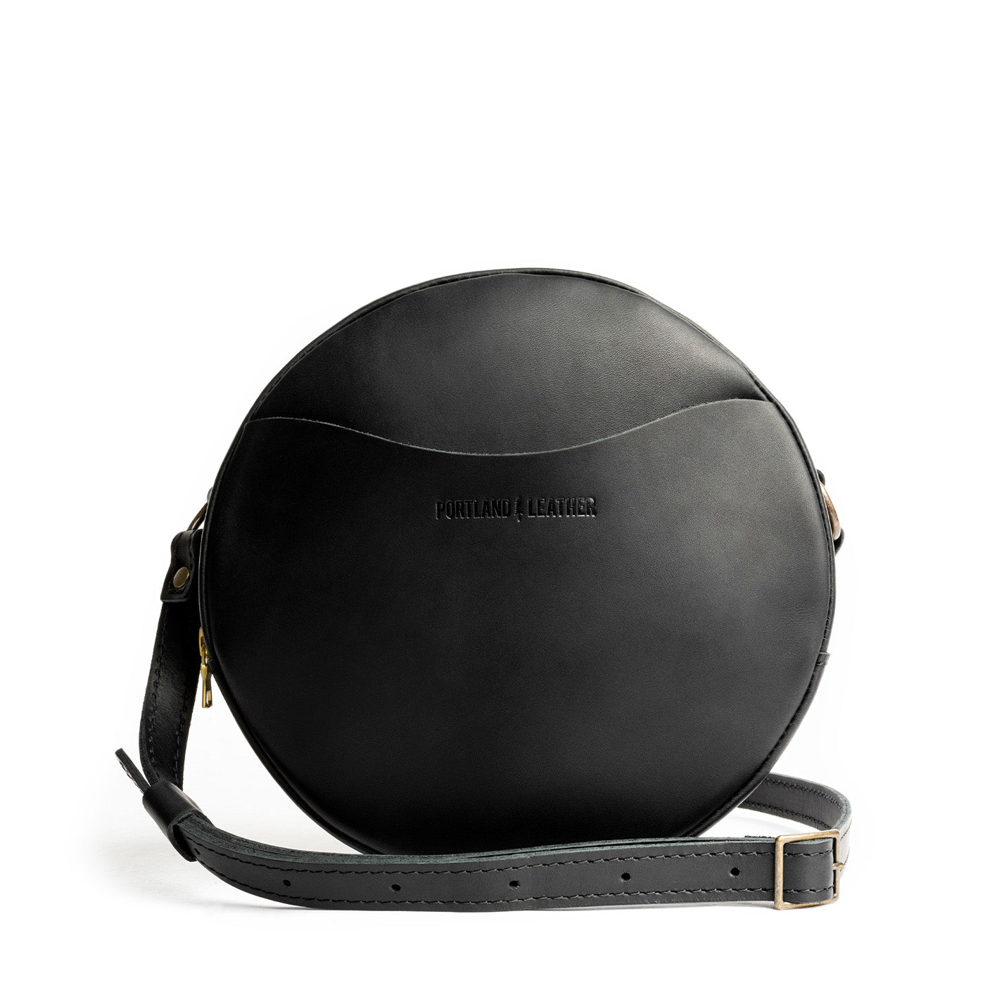 Black*Large | Circle shaped crossbody bag with top zipper