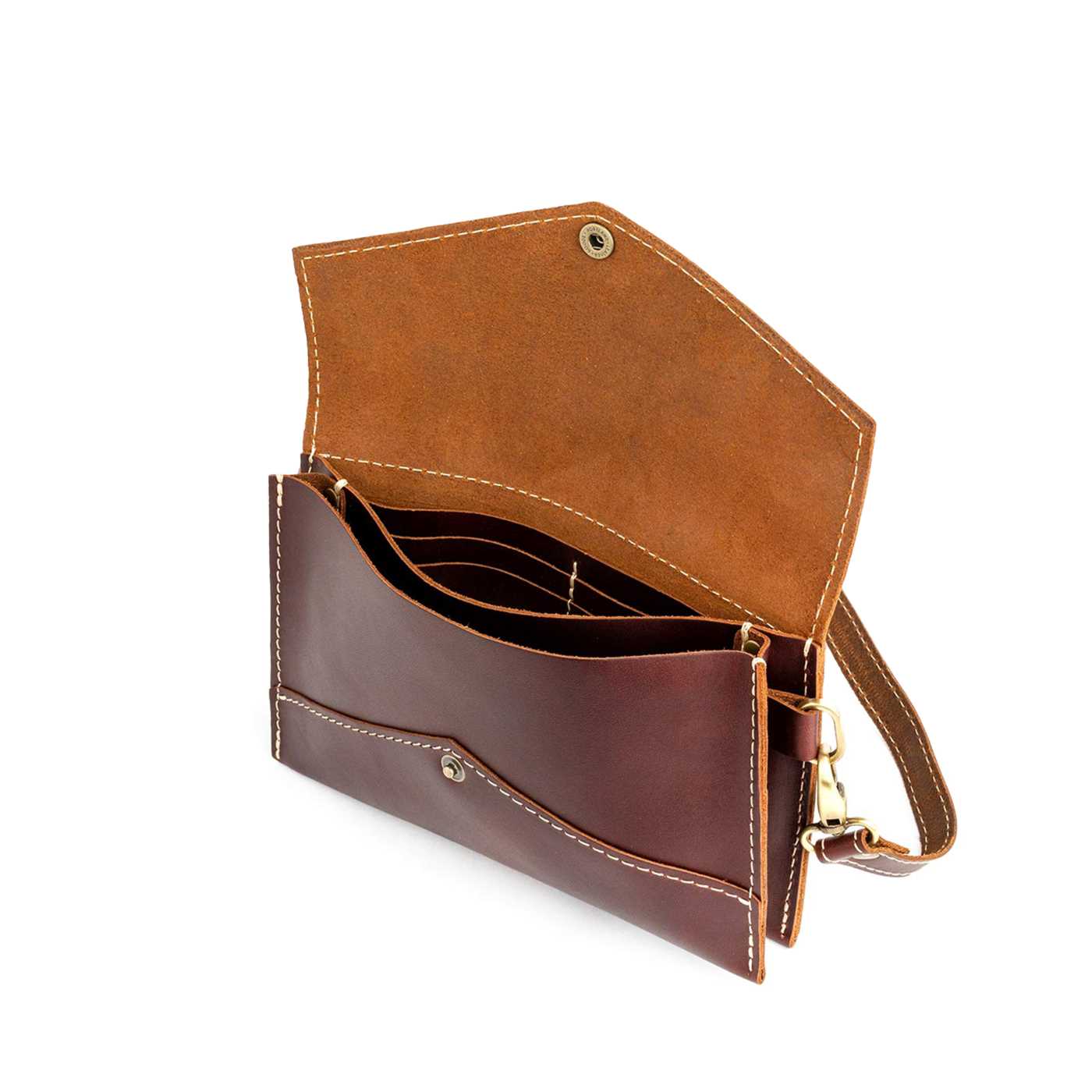  Cognac | Envelope shaped clutch wallet with crossbody strap