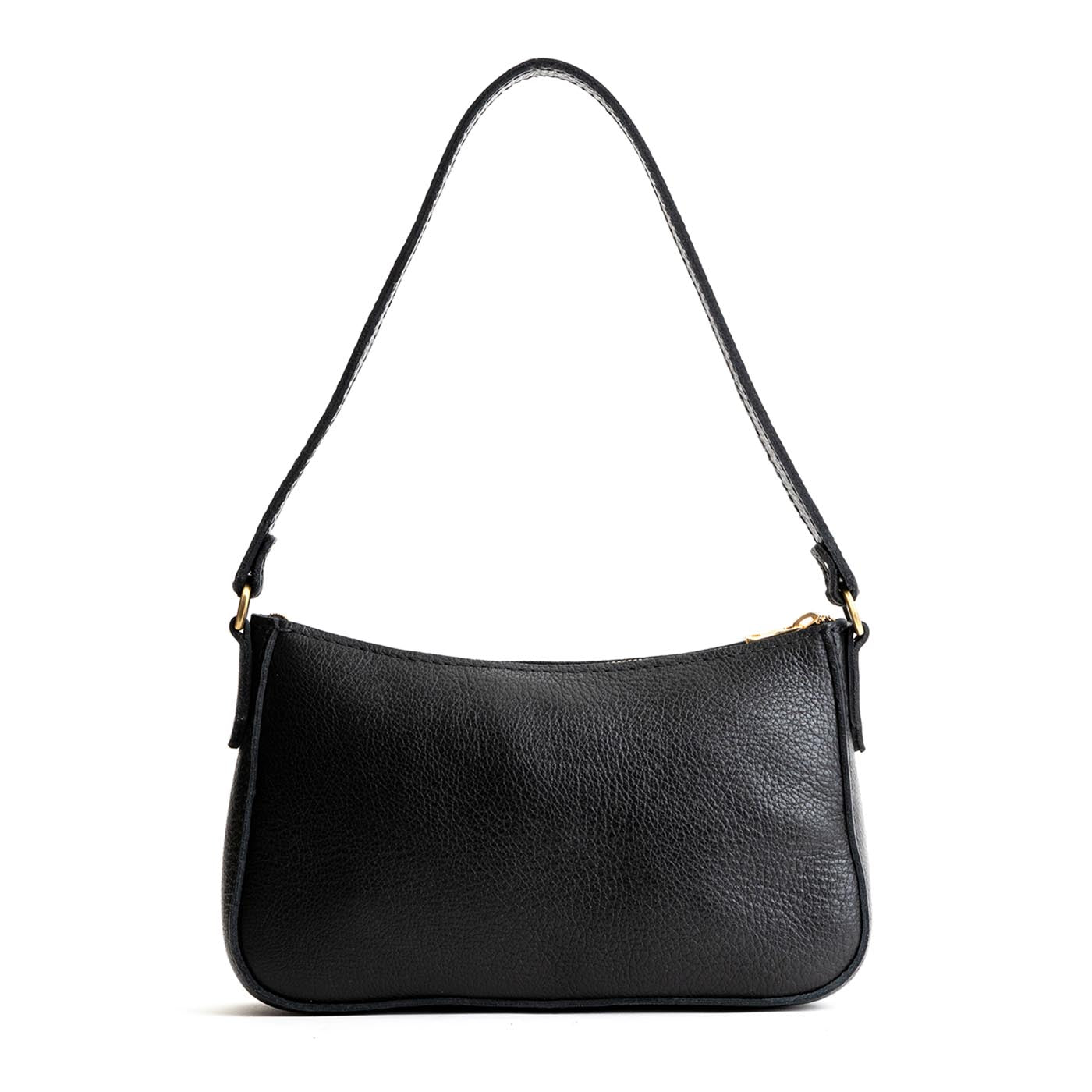  Pebbled--black | Petite bean shaped shoulder bag with a zipper closure