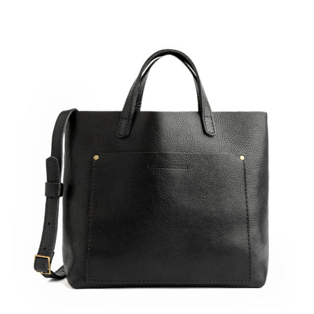 Pebbled--black*Classic | Midsize crossbody tote with handles and a pocket