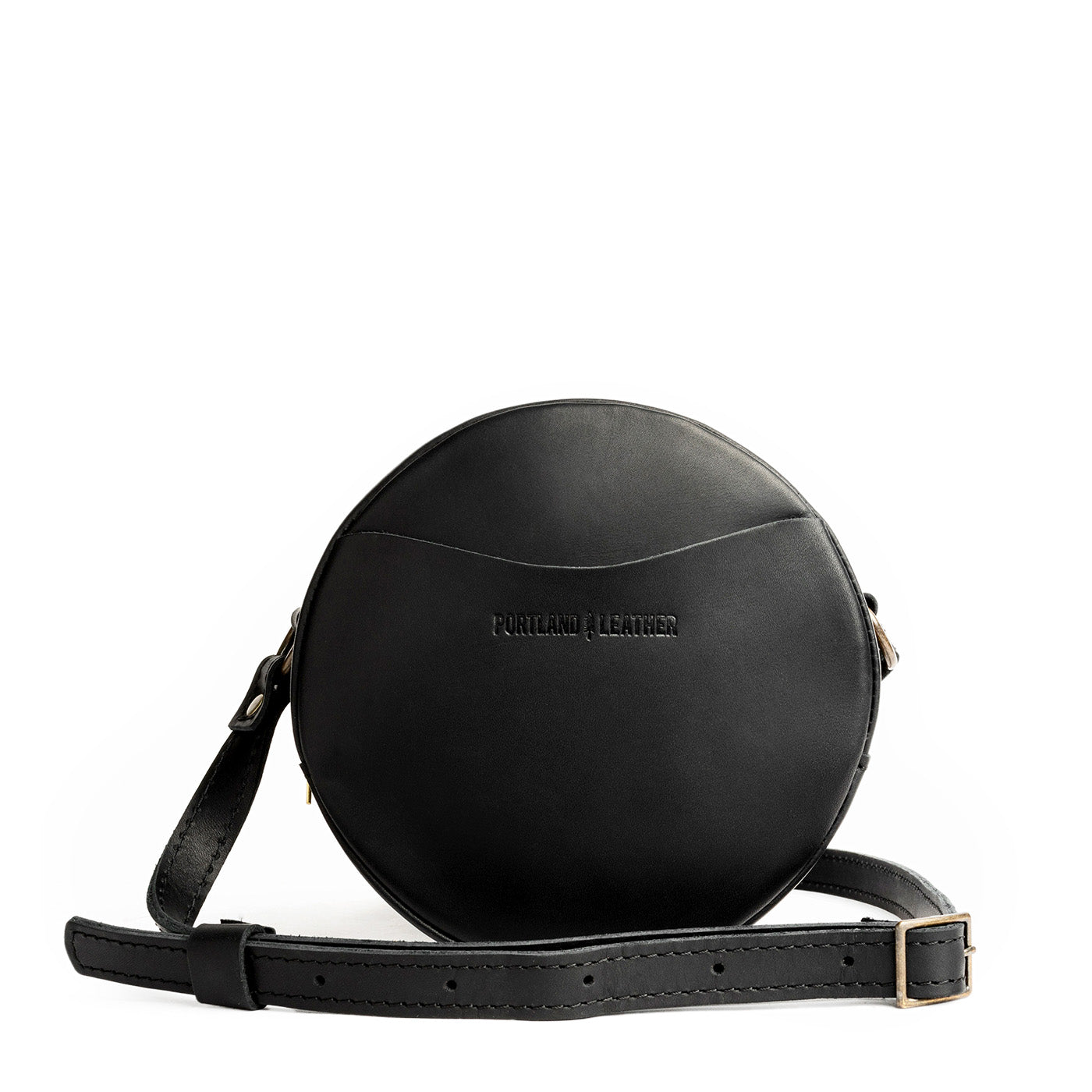 Black Small  | Circle shaped crossbody bag with top zipper