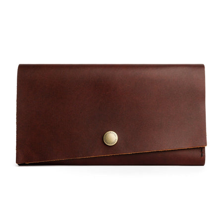 Cognac | Leather wallet with snap closure